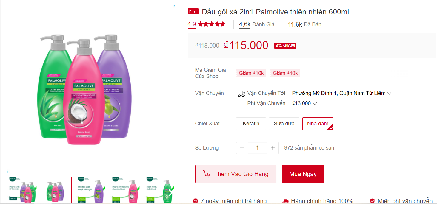Mua dầu gội đầu Palmolive chính hãng