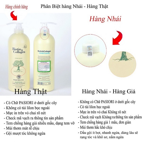 Cách phân biệt dầu gội Biotin Collagen thật giả