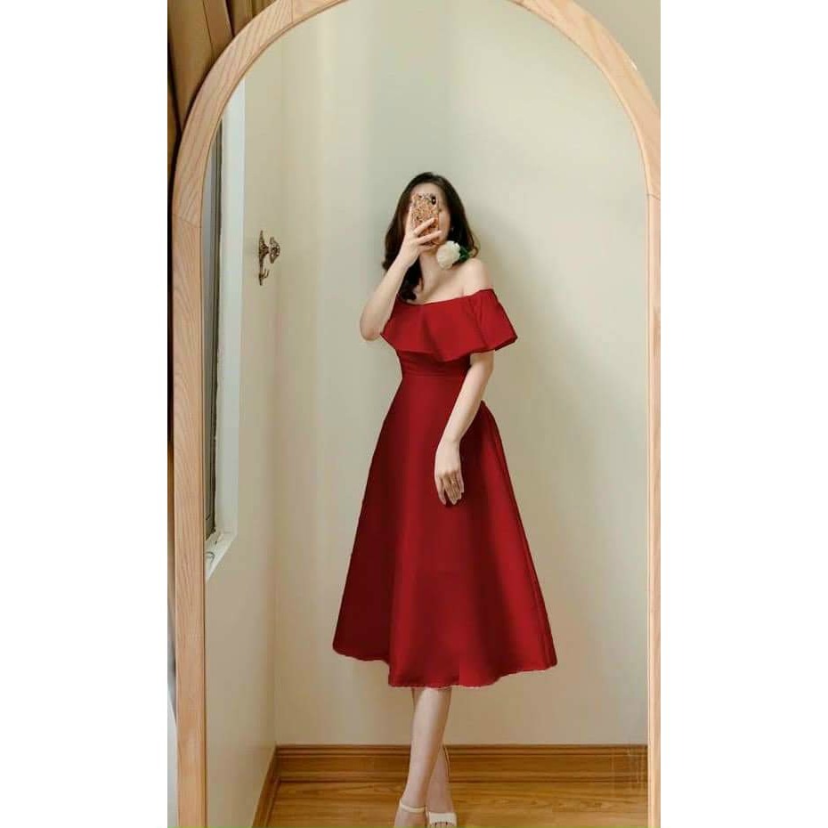 Đầm tiệc bánh bèo công chúa trể vai