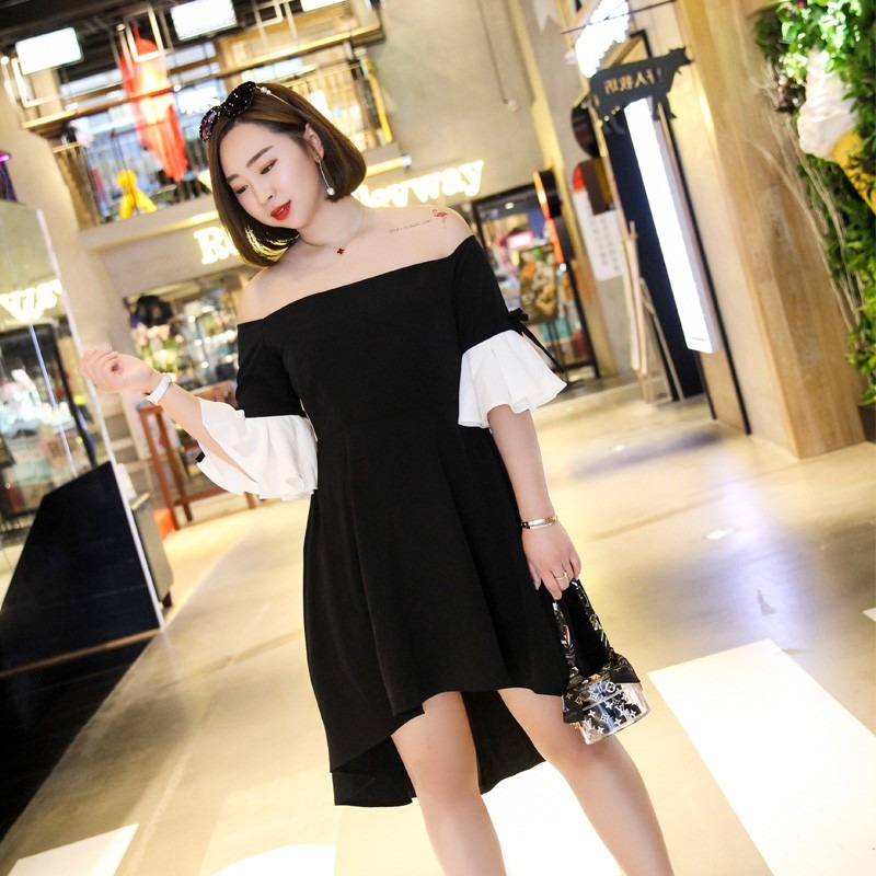 Đầm dự tiệc trễ vai phối tay loe