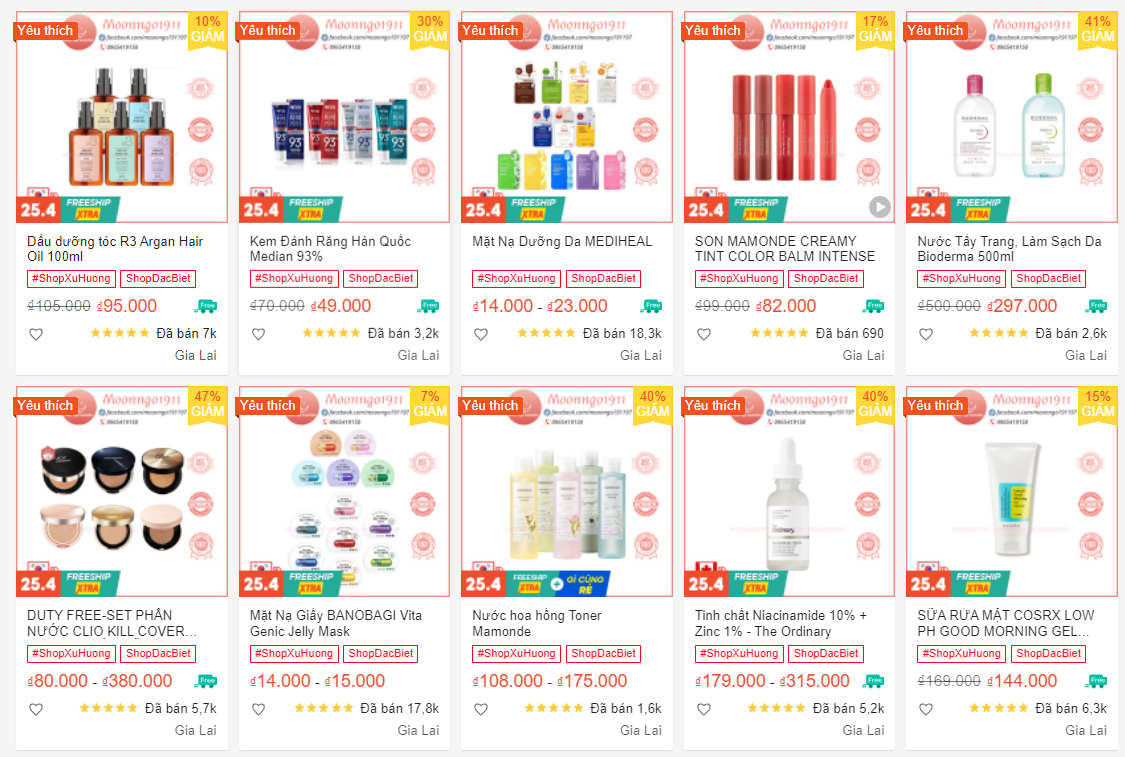 shop bán đồ skincare uy tín trên Shopee
