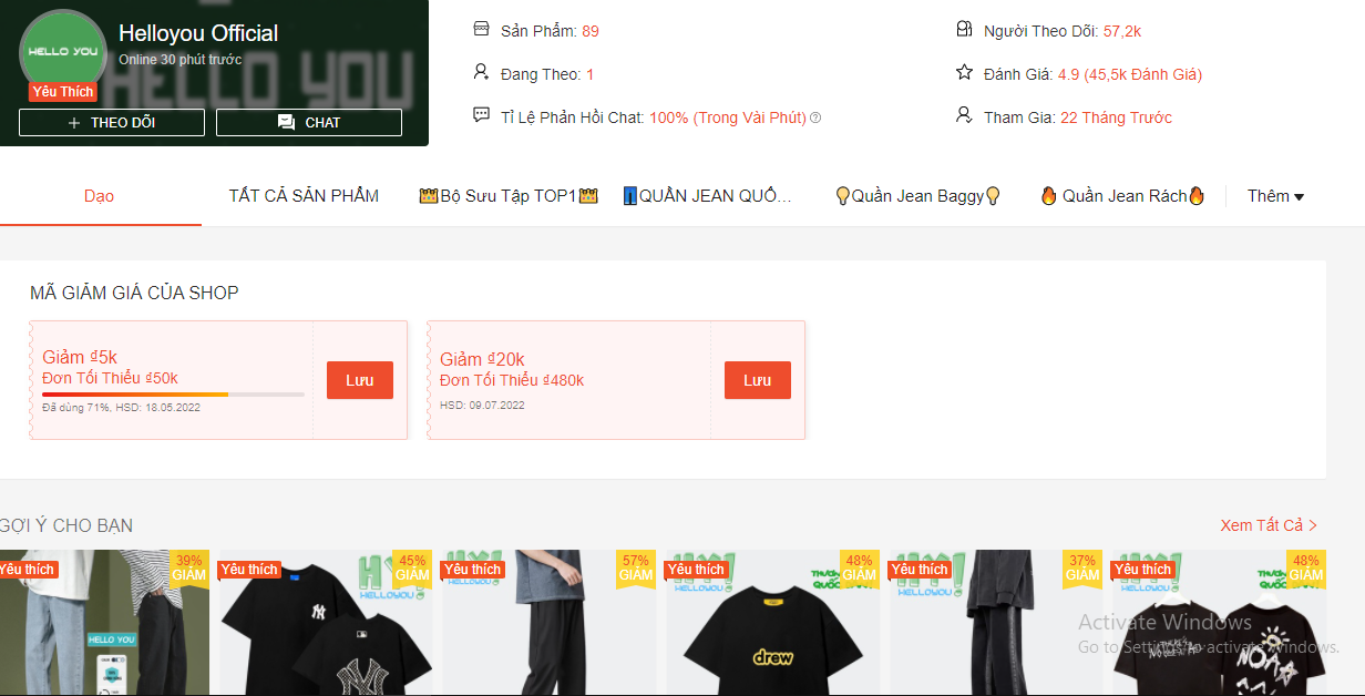 Shop đồ nam Hà Nội