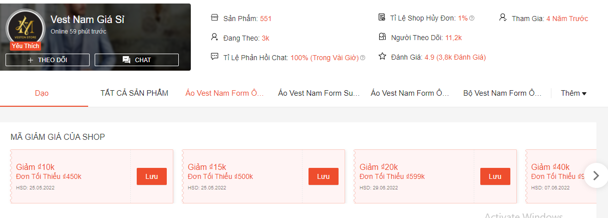 Shop đồ nam thành phố HCM
