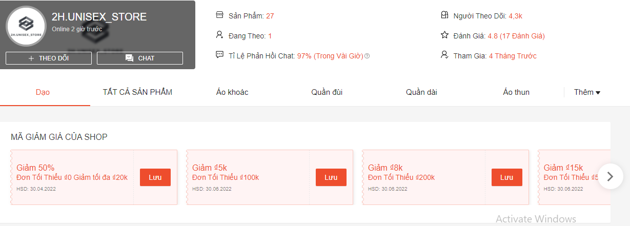 Shop đồ nam thành phố HCM