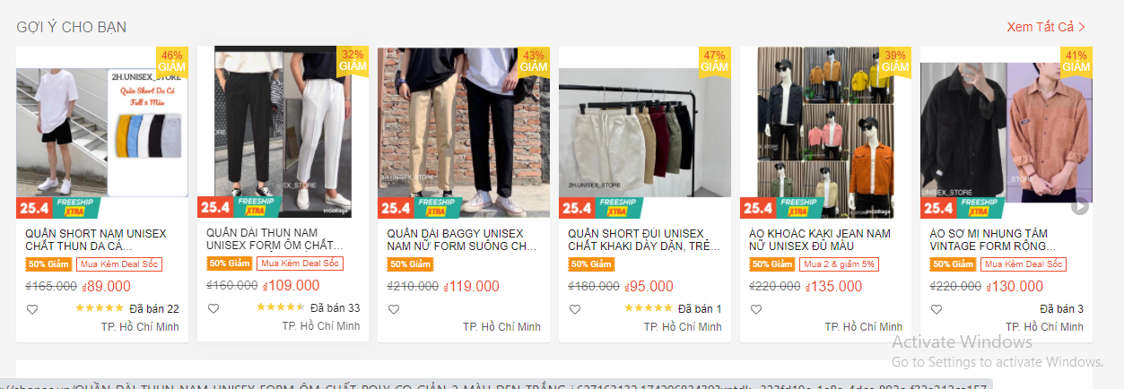 Shop đồ nam thành phố HCM