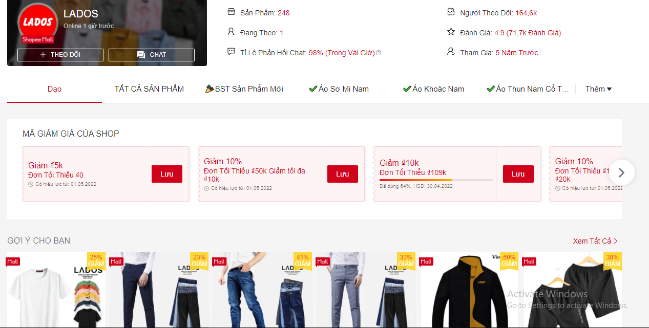 Shop đồ nam thành phố HCM