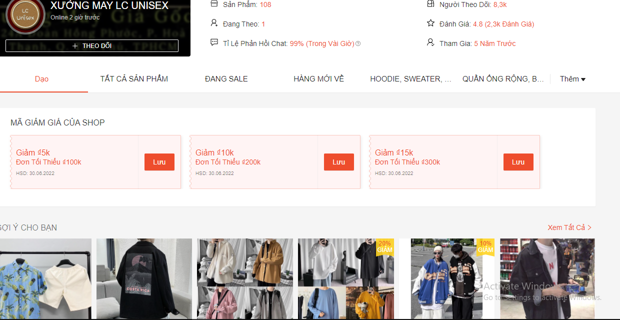 Shop đồ nam thành phố HCM