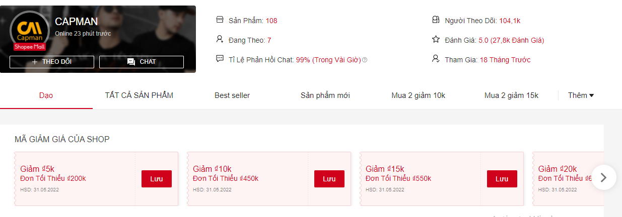 Shop đồ nam thành phố HCM