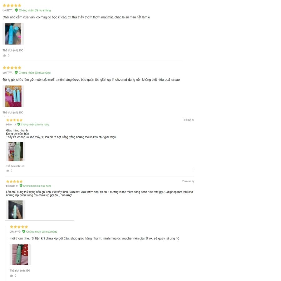 Đánh giá của người mua dầu gội khô trên Lazada