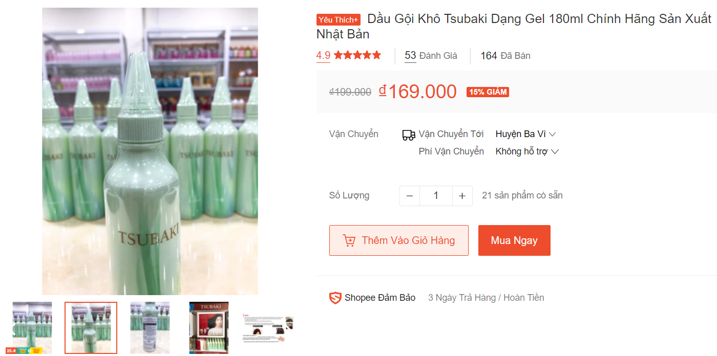 dầu gội khô tsubaki