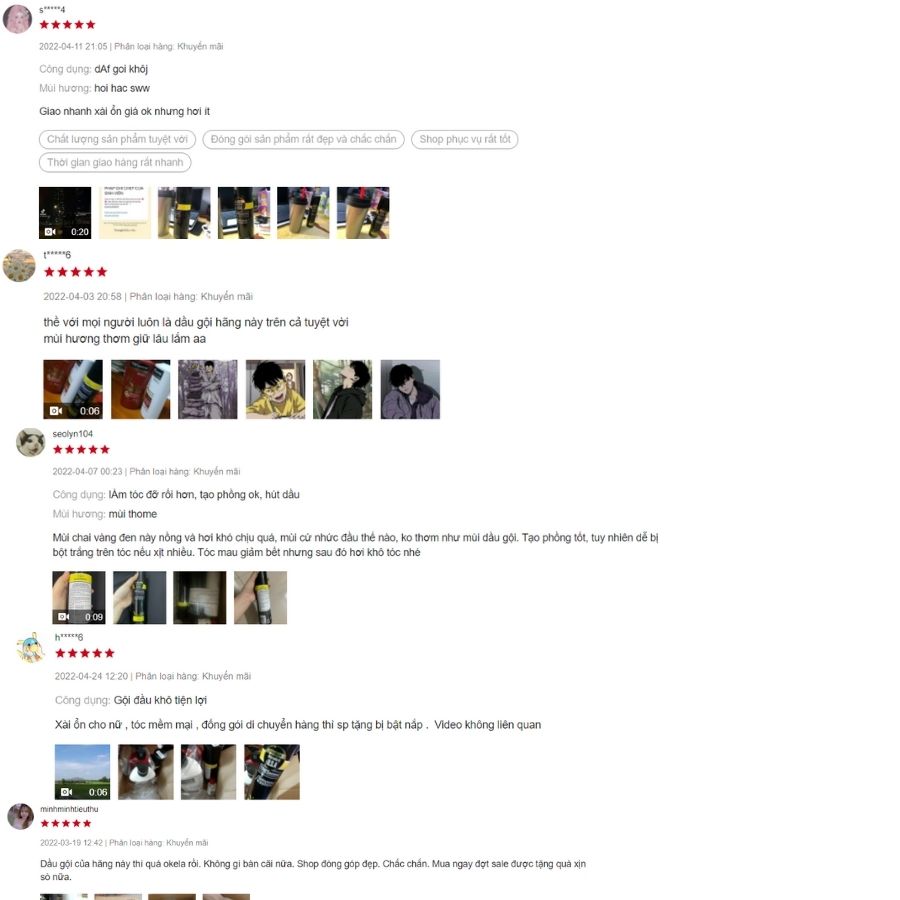 Đánh giá của người mua dầu gội khô trên Shopee