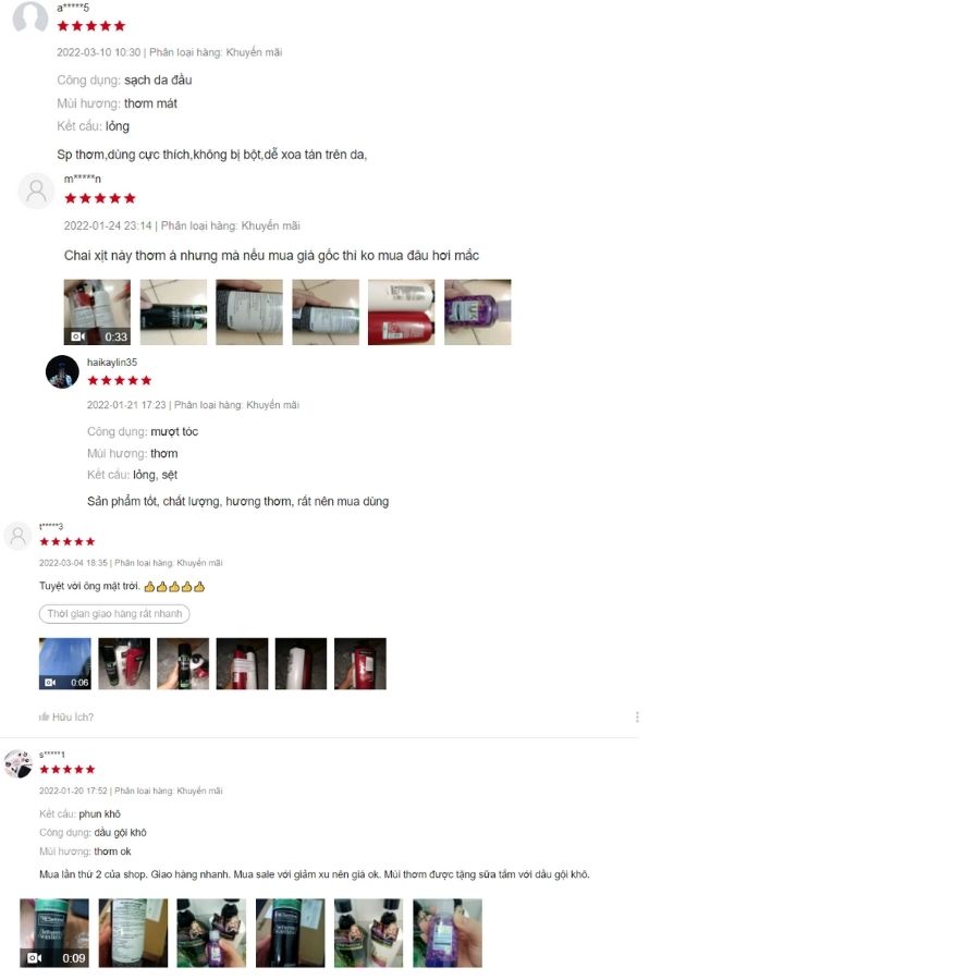 Đánh giá của người mua dầu gội khô trên Shopee