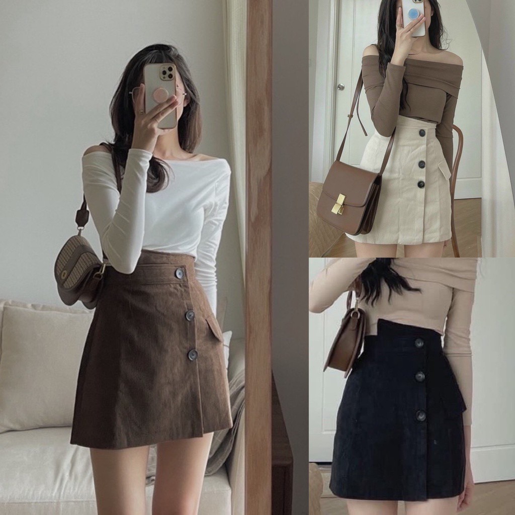 Chân váy chữ A nhung tăm sang trọng