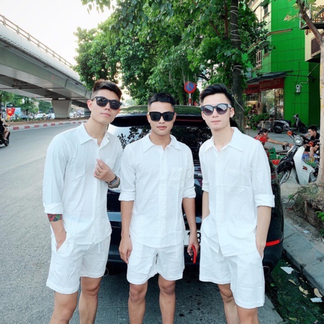 Set bộ đi biển  sơ mi đũi + quần short đũi