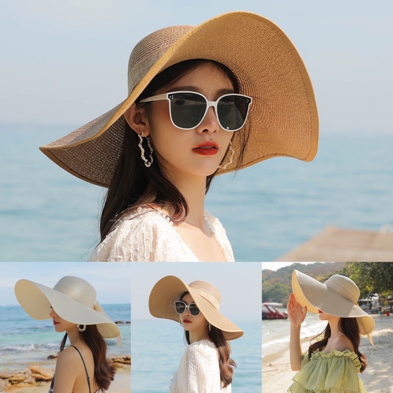 Nón đi biển vành rộng sang chảnh