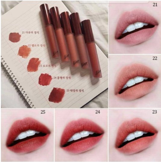 Bảng màu son BBIA Last Velvet Lip Tint Ver 5