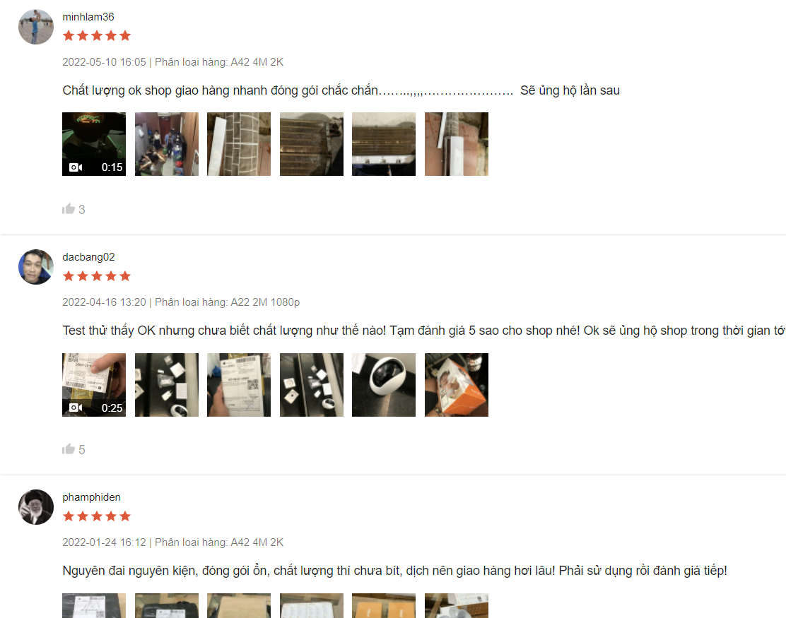 Đánh giá người mua hàng trên Shopee