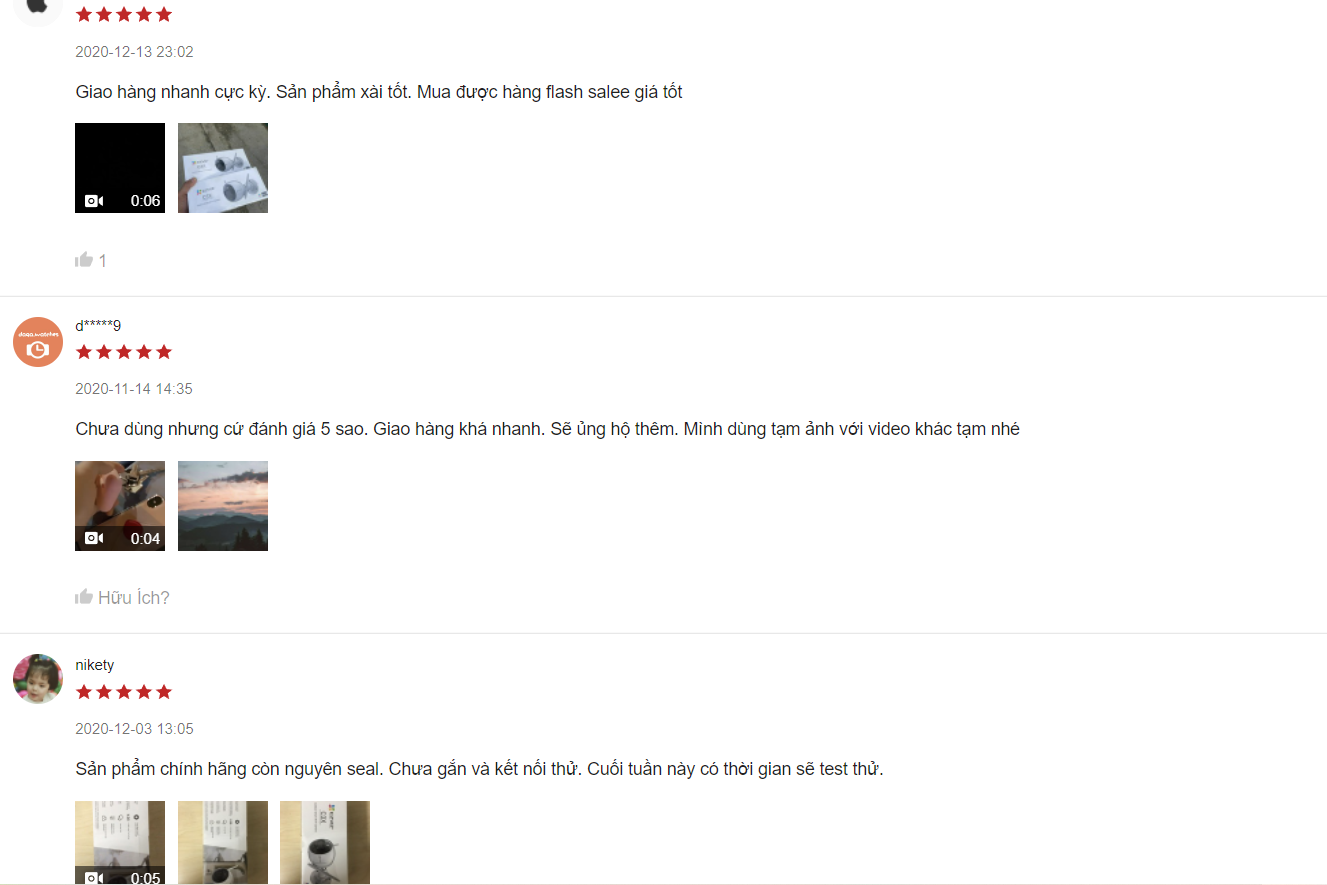 Đánh giá người mua hàng trên Shopee