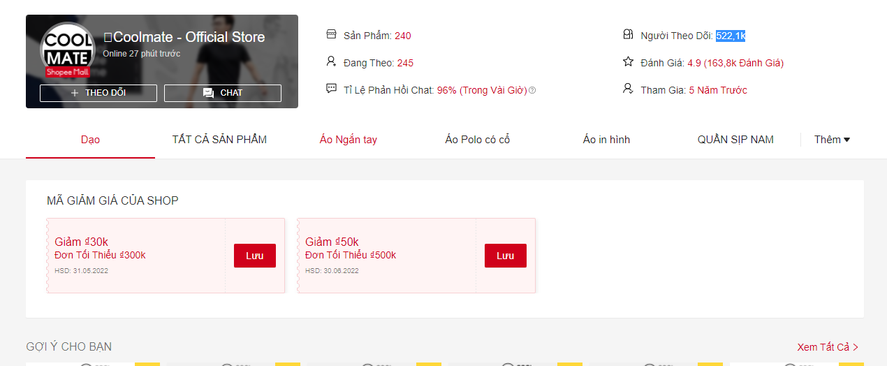 Shop đồ nam Hà Nội