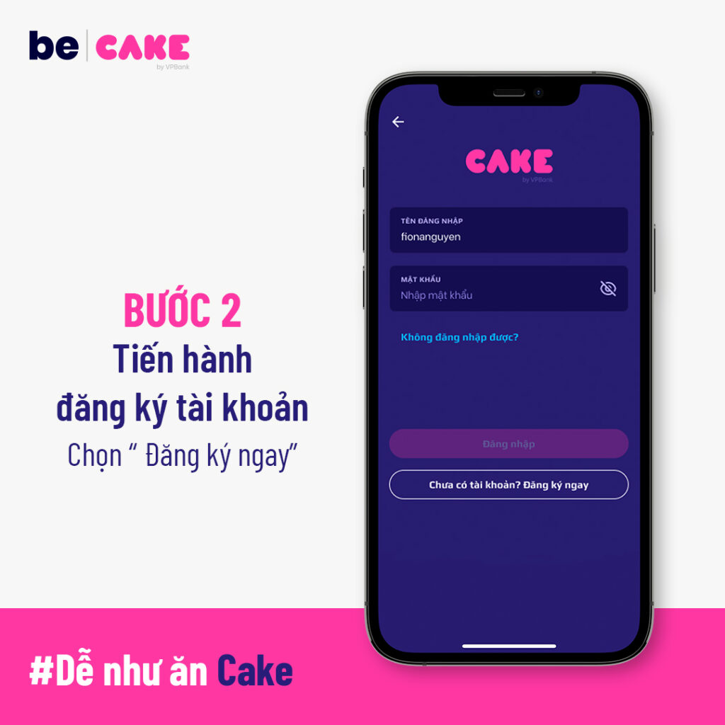 Cách đăng ký tài khoản Cake