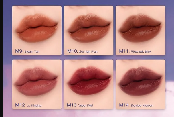 Bảng màu son Merzy Dreamy Late Night Mellow Tint