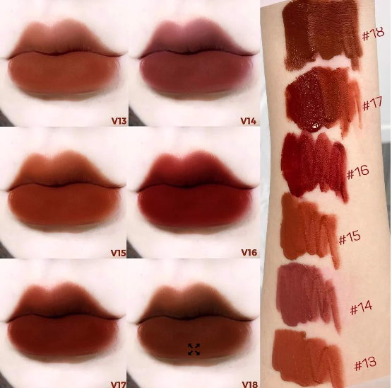 Bảng màu son Merzy The First Velvet Tint vỏ đỏ