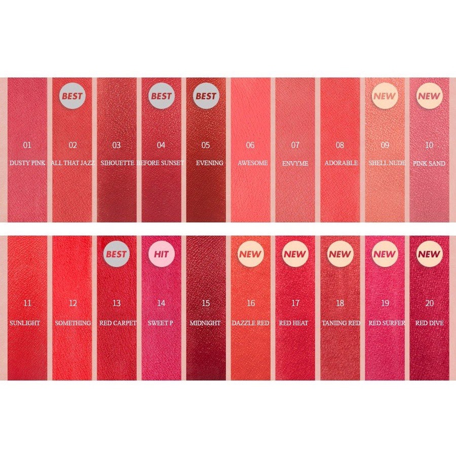 Bảng màu son thỏi Romand Zero Matte Lipstick