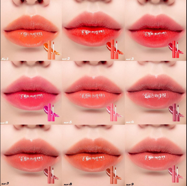 Bảng màu son bóng Romand Juicy Lasting Tint