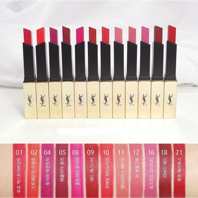 Bảng màu son YSL Rouge Pur Couture The Slim Matte