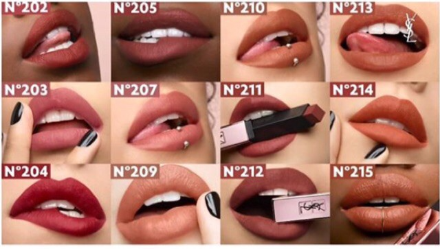 Bảng màu son YSL Rouge Pur Couture The Slim Glow Matte