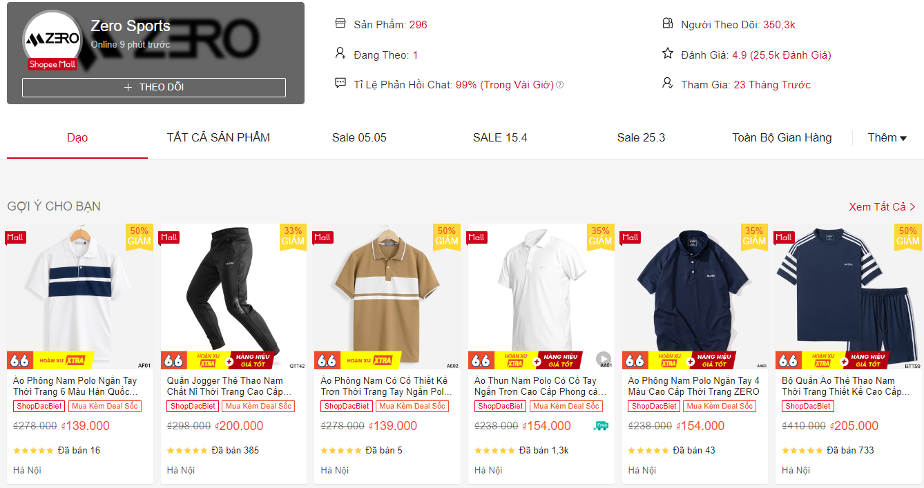 Shop đồ nam Hà Nội