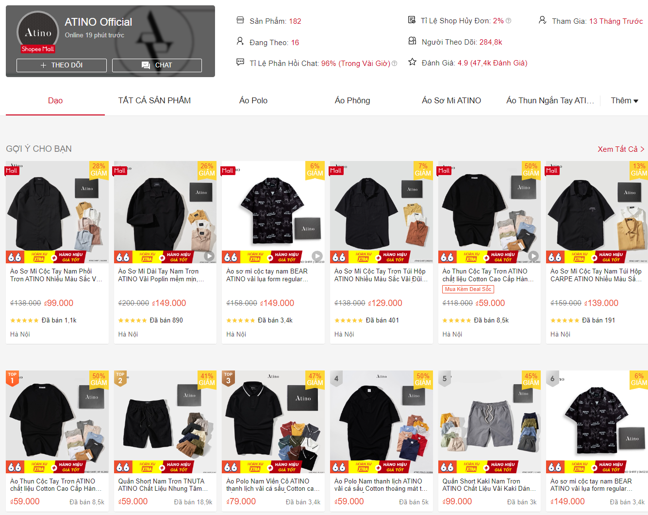 Shop đồ nam Hà Nội