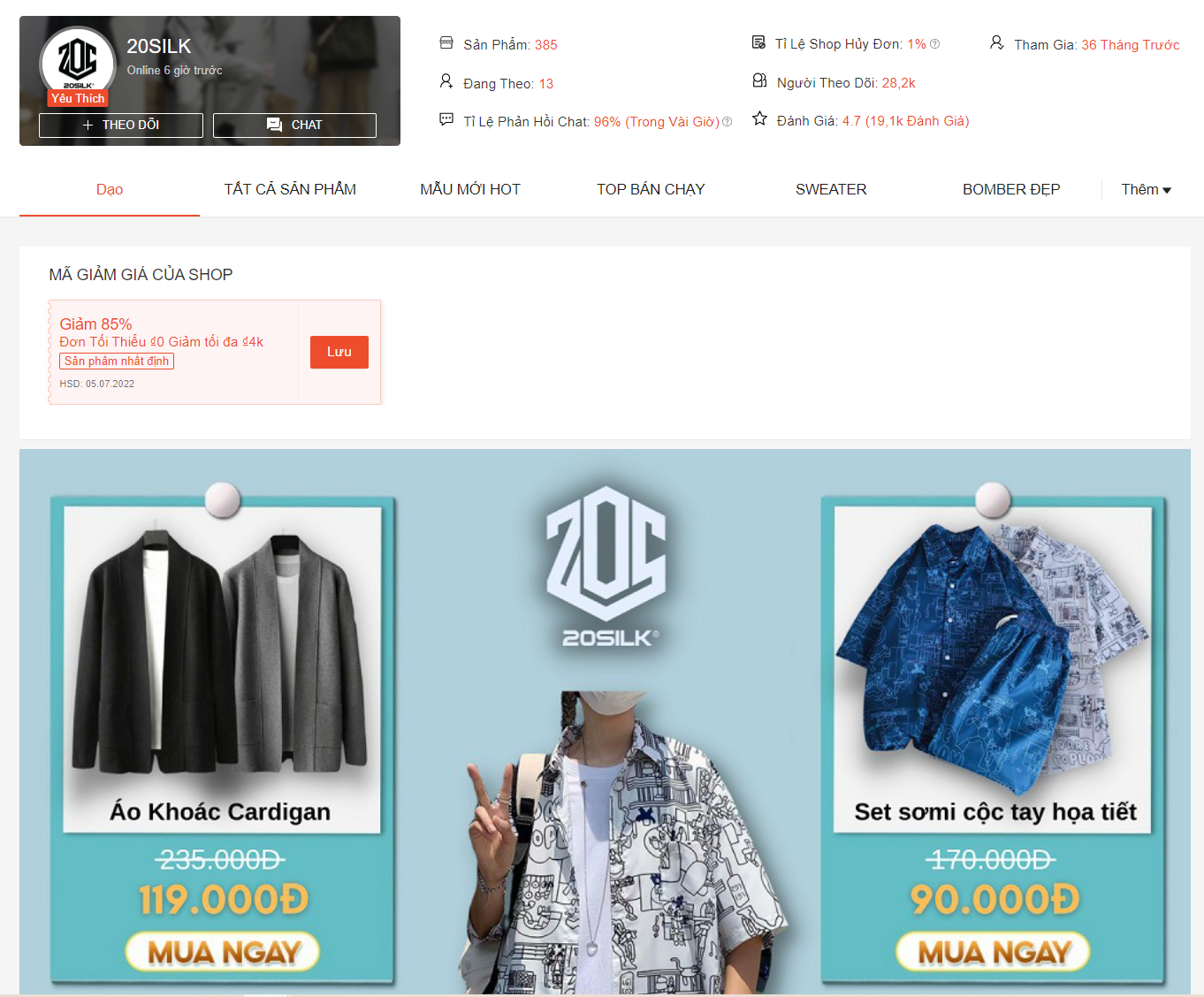 Shop đồ nam Hà Nội