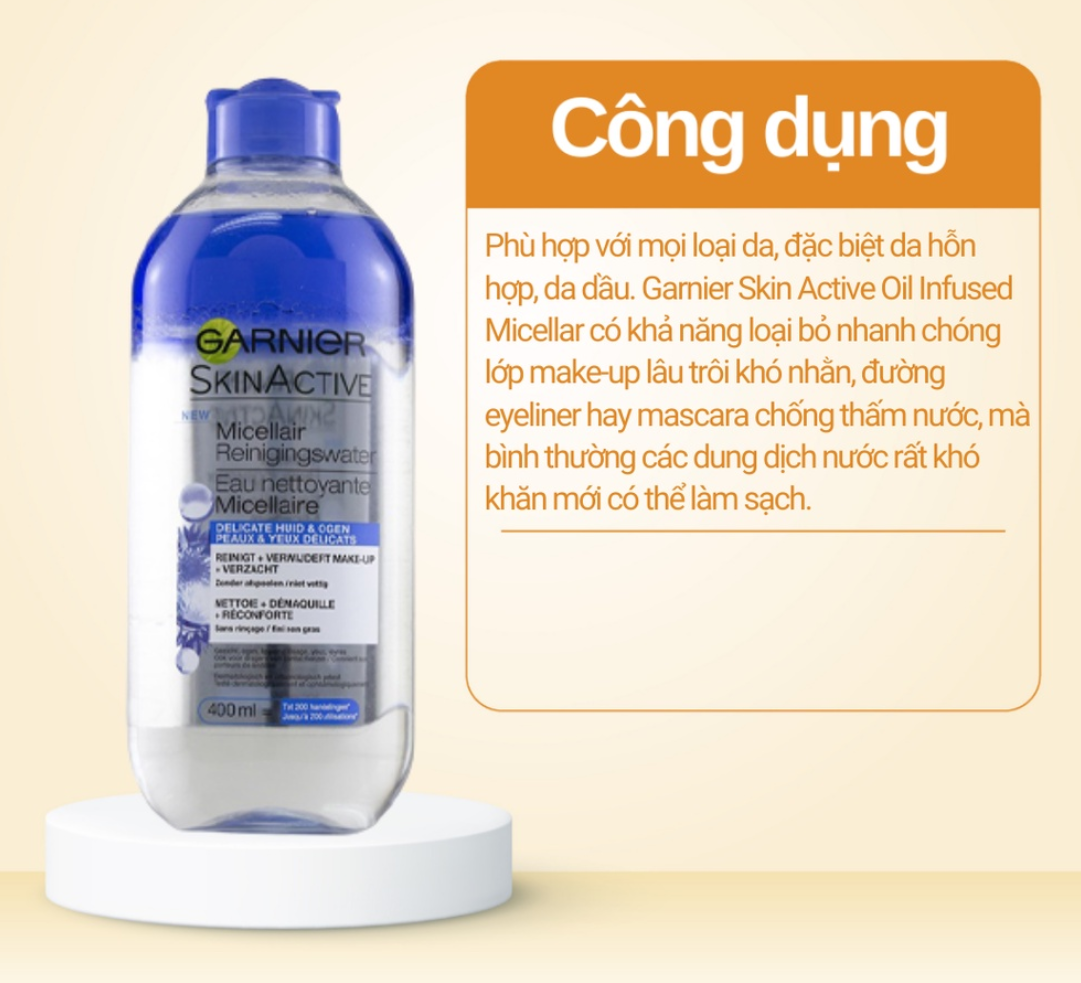 Review nước tẩy trang Garnier nắp xanh dương