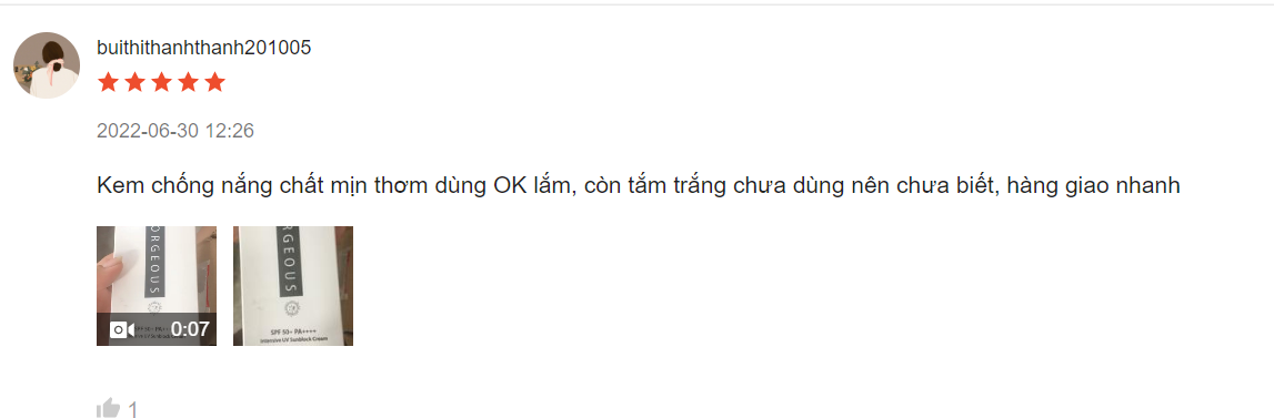 kem chống nắng Gorgeous