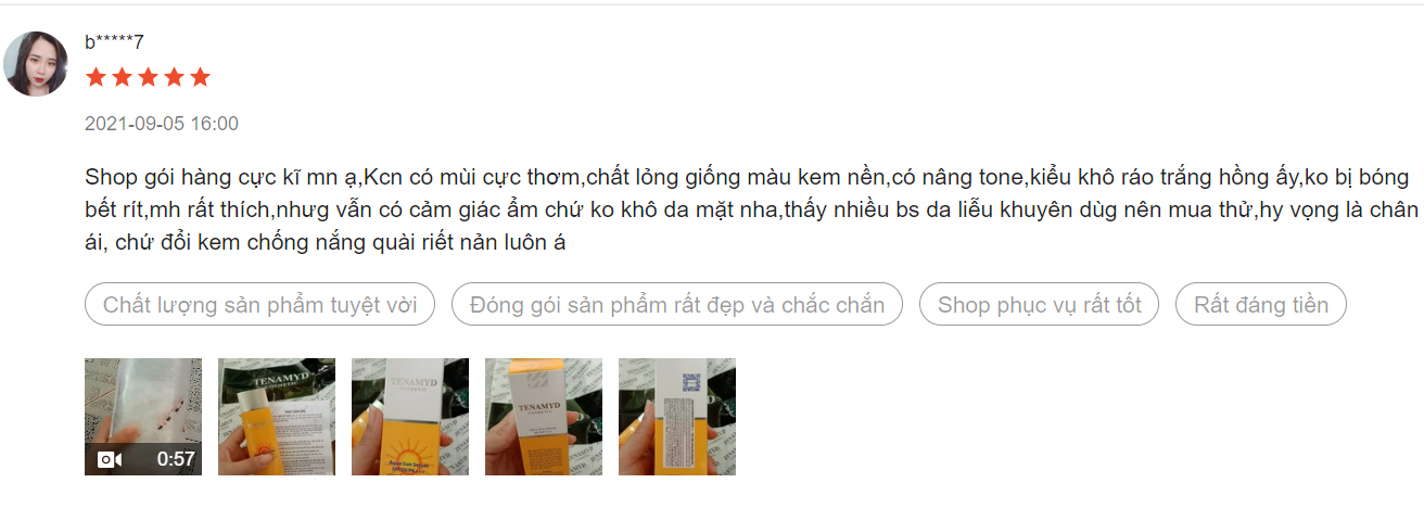 review kem chống nắng Tenamyd