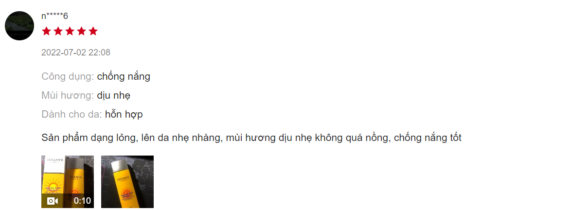 review kem chống nắng Tenamyd