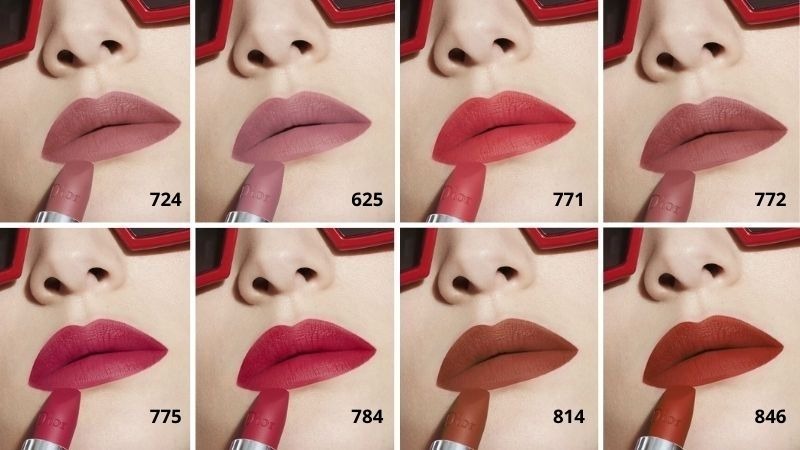 Bảng màu son Dior Rouge Lipstick mịn như nhung
