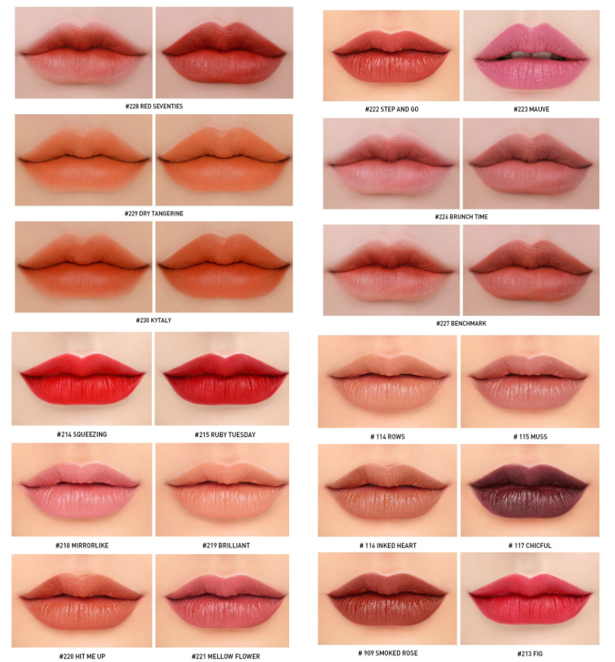 Bảng màu son 3CE Mood Recipe nổi bật