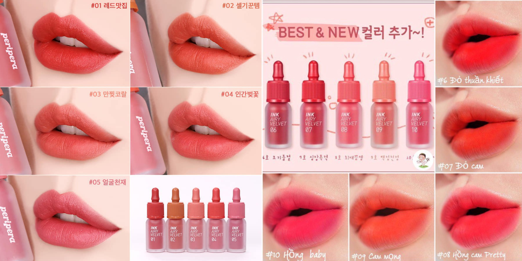 Bảng màu son Ink Peripera Ink Airy Velvet