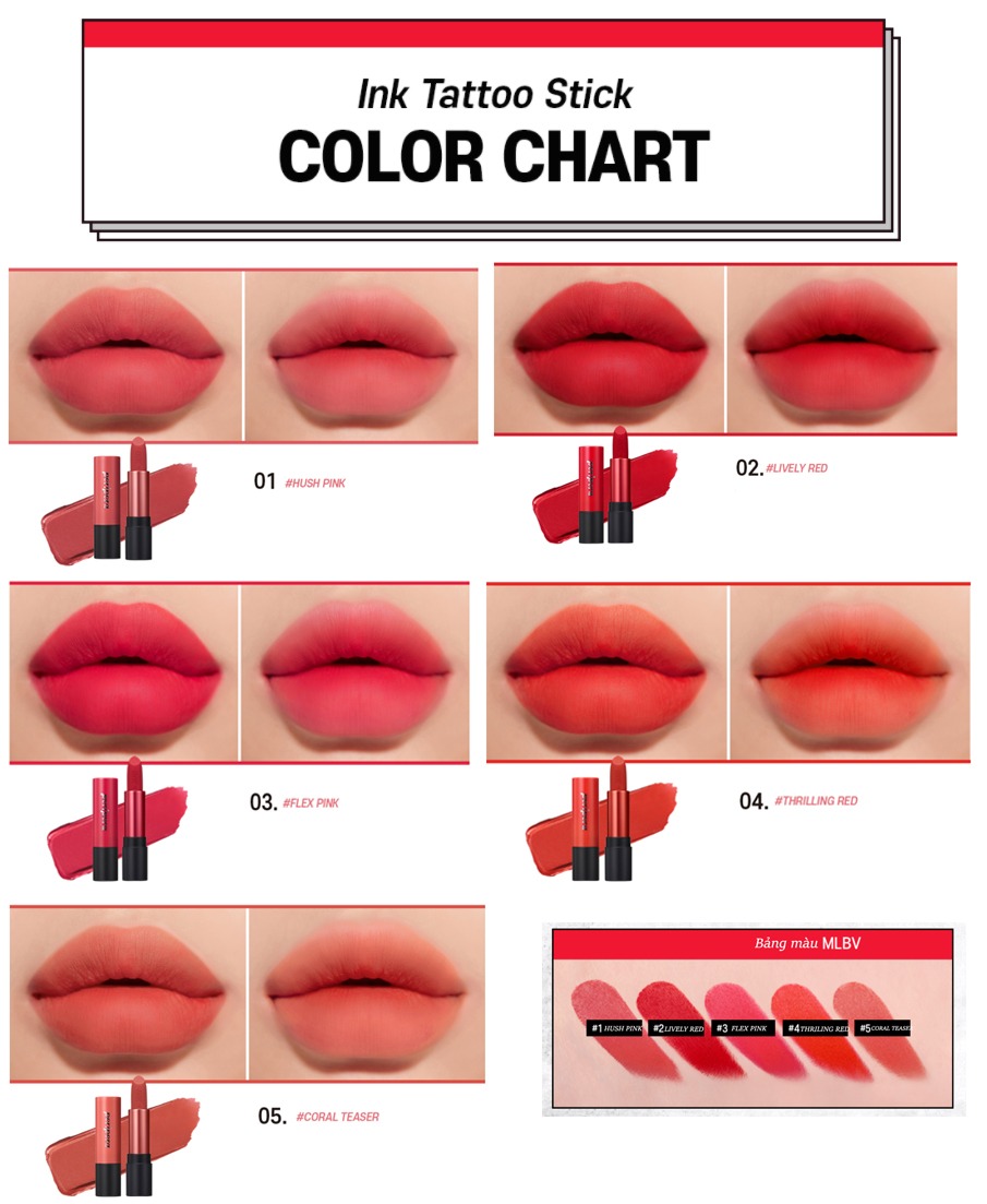 Bảng màu son Ink PeriperaTattoo sang chảnh